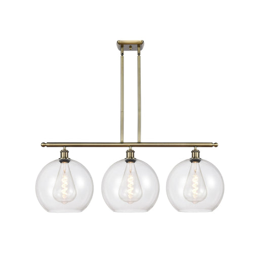 Innovations Athens 38.25in 3-Light Island Light | Industrial Antique Brass and Clear Glass | Kitchen Island & Dining Room | Model 516-3I-AB-G122-12