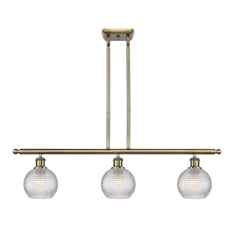 Innovations Athens 36in 3-Light Island Light | Modern Antique Brass and Clear Basket Weave Glass | Kitchen Island | Model 516-3I-AB-G122C-6CL
