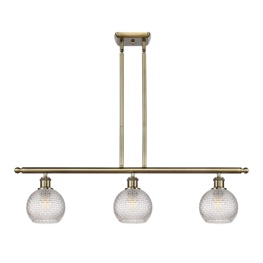 Innovations Athens 36in 3-Light Island Light | Modern Antique Brass and Clear Basket Weave Glass | Kitchen Island | Model 516-3I-AB-G122C-6CL