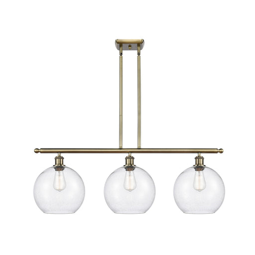 Innovations Athens 36in 3-Light Island | Industrial Antique Brass and Seedy Glass | Kitchen Island & Dining Room | Model 516-3I-AB-G124-10