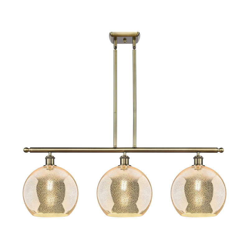 Innovations Athens 36in 3-Light Island | Industrial Antique Brass and Mercury Glass | Kitchen Island & Dining Room | Model 516-3I-AB-G128-10