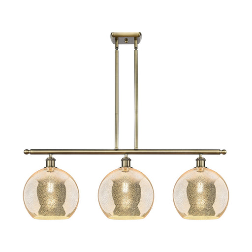 Innovations Athens 36in 3-Light Island | Industrial Antique Brass and Mercury Glass | Kitchen Island & Dining Room | Model 516-3I-AB-G128-10