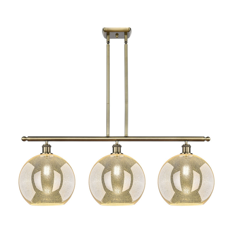 Innovations Athens 38in 3-Light Island Light | Industrial Antique Brass and Mercury Glass | Kitchen Island & Dining Room | Model 516-3I-AB-G128-12
