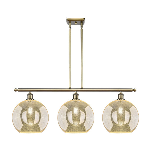 Innovations Athens 38in 3-Light Island Light | Industrial Antique Brass and Mercury Glass | Kitchen Island & Dining Room | Model 516-3I-AB-G128-12