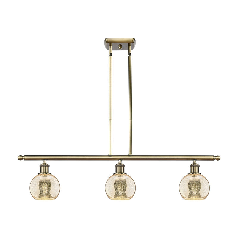 Innovations Athens 36in 3-Light Island Light | Industrial Antique Brass and Mercury Glass | Kitchen Island & Dining Room | Model 516-3I-AB-G128-6
