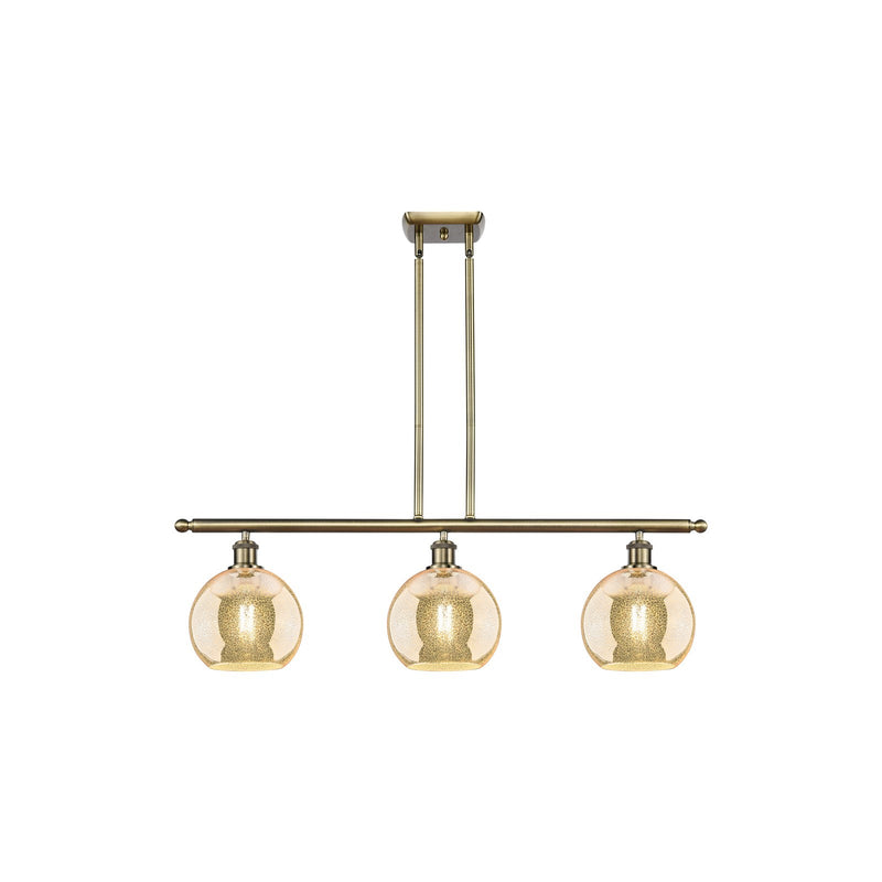 Innovations Athens 36in 3-Light Island Light | Industrial Antique Brass and Mercury Glass | Kitchen Island & Dining Room | Model 516-3I-AB-G128-8
