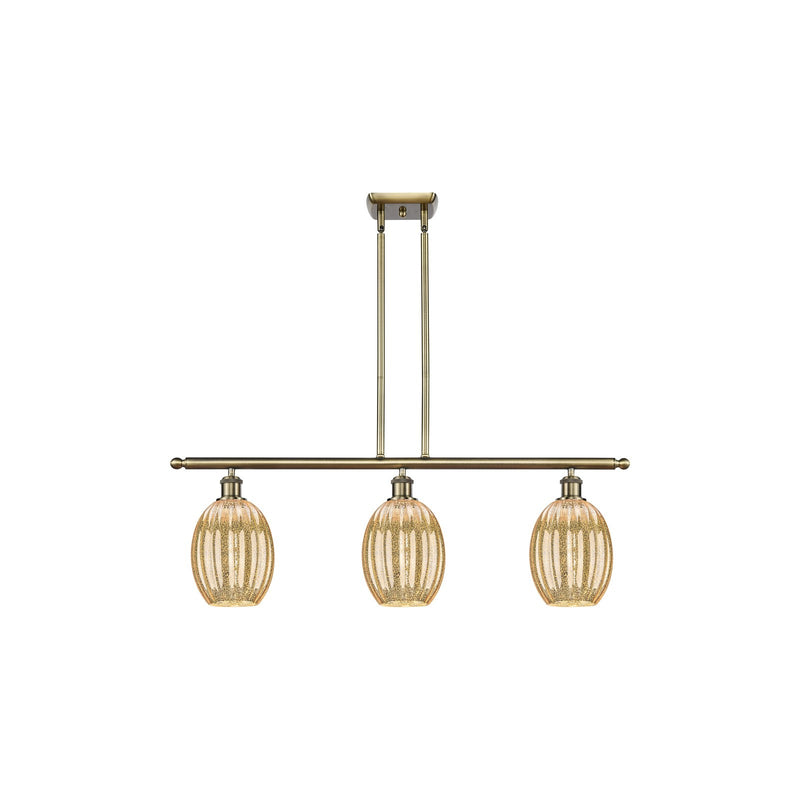 Innovations Preston Bulb 36in 3-Light Island Light | Industrial Antique Brass and Mercury Glass | Kitchen Island & Dining | Model 516-3I-AB-G459-6ME
