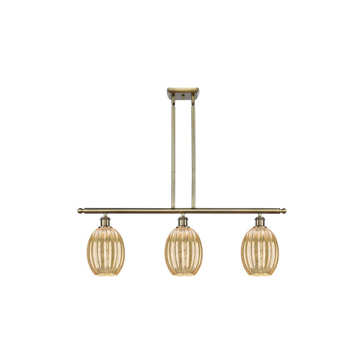 Innovations Preston Bulb 36in 3-Light Island Light | Industrial Antique Brass and Mercury Glass | Kitchen Island & Dining | Model 516-3I-AB-G459-6ME