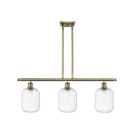 Innovations Preston Cylinder 36in 3-Light Island Light | Industrial Antique Brass and Clear Glass | Kitchen Island | Model 516-3I-AB-G460-7CL