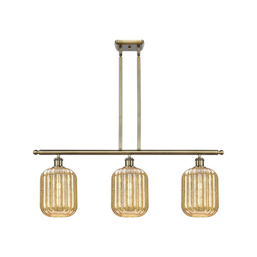 Innovations Preston Cylinder 36in 3-Light Island Light | Industrial Antique Brass and Mercury Glass | Kitchen Island | Model 516-3I-AB-G460-7ME