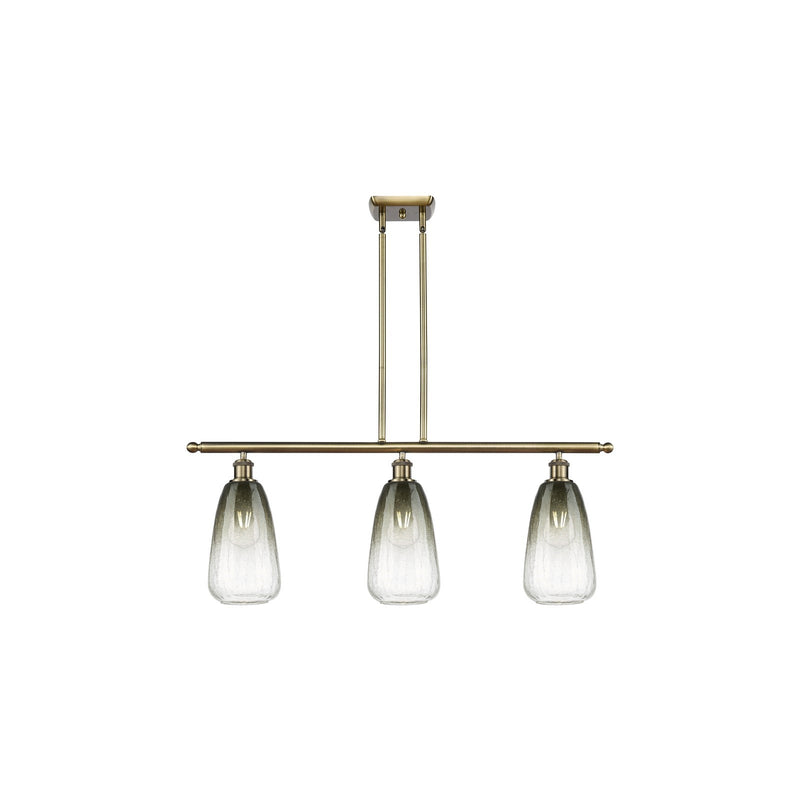 Innovations Brookhaven Almond 36in 3-Light Island Light | Industrial Antique Brass and Slate Glass | Kitchen Island | Model 516-3I-AB-G480-6SL