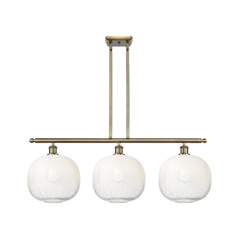 Innovations Brookhaven Sphere 37in 3-Light Island Pendant | Industrial Antique Brass and Opal Glass | Kitchen Island | Model 516-3I-AB-G481-10OP