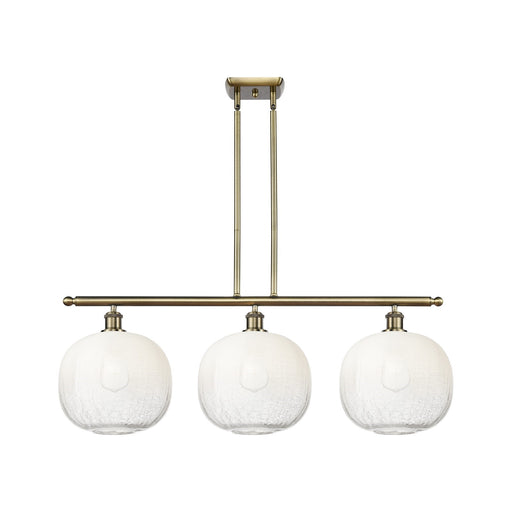 Innovations Brookhaven Sphere 37in 3-Light Island Pendant | Industrial Antique Brass and Opal Glass | Kitchen Island | Model 516-3I-AB-G481-10OP