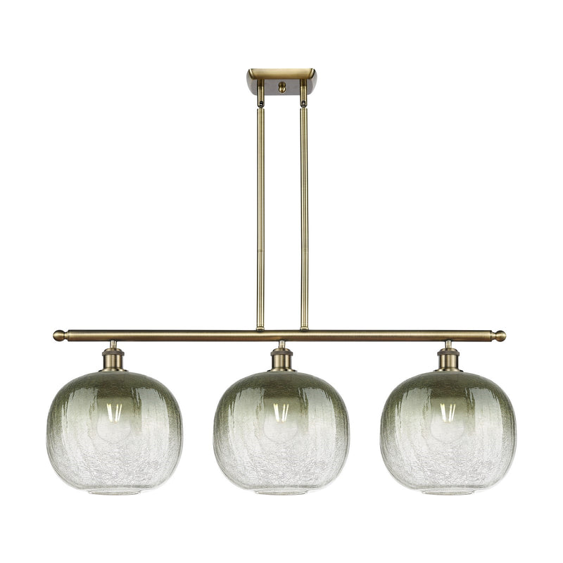 Innovations Brookhaven Sphere 37in 3-Light Island Pendant | Industrial Antique Brass and Slate Glass | Kitchen Island | Model 516-3I-AB-G481-10SL
