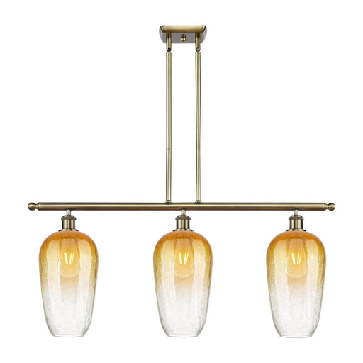 Innovations Brookhaven Flute 36in 3-Light Island Light | Industrial Antique Brass and Amber Glass | Kitchen Island | Model 516-3I-AB-G484-7AM