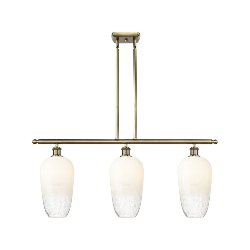 Innovations Brookhaven Flute 36in 3-Light Island Light | Industrial Antique Brass and Opal Glass | Kitchen Island & Dining | Model 516-3I-AB-G484-7OP
