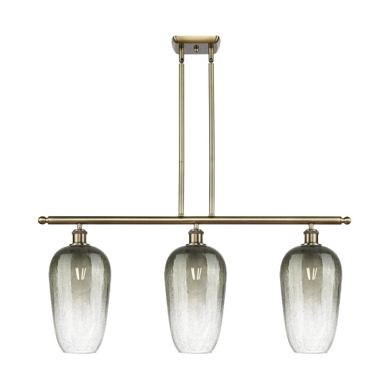 Innovations Brookhaven Flute 36in 3-Light Island Light | Industrial Antique Brass and Slate Glass | Kitchen Island | Model 516-3I-AB-G484-7SL