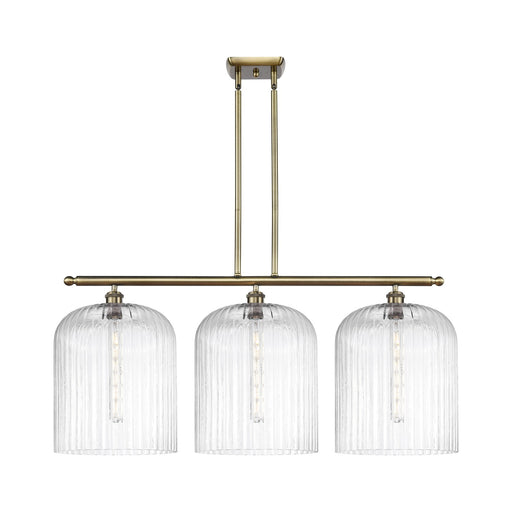 Innovations Bridal Veil 36in 3-Light Island Light | Art Nouveau Antique Brass and Clear Glass | Kitchen Island & Dining | Model 516-3I-AB-G559-12CL