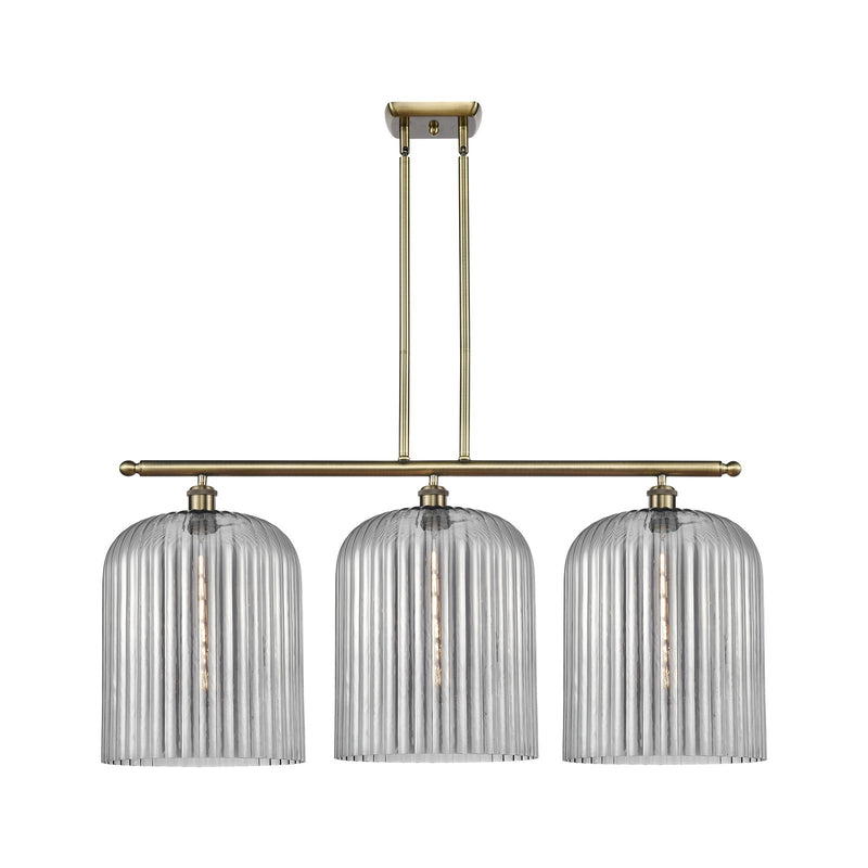 Innovations Bridal Veil 36in 3-Light Island Light | Art Nouveau Antique Brass and Light Smoke Glass | Kitchen Island | Model 516-3I-AB-G559-12SM