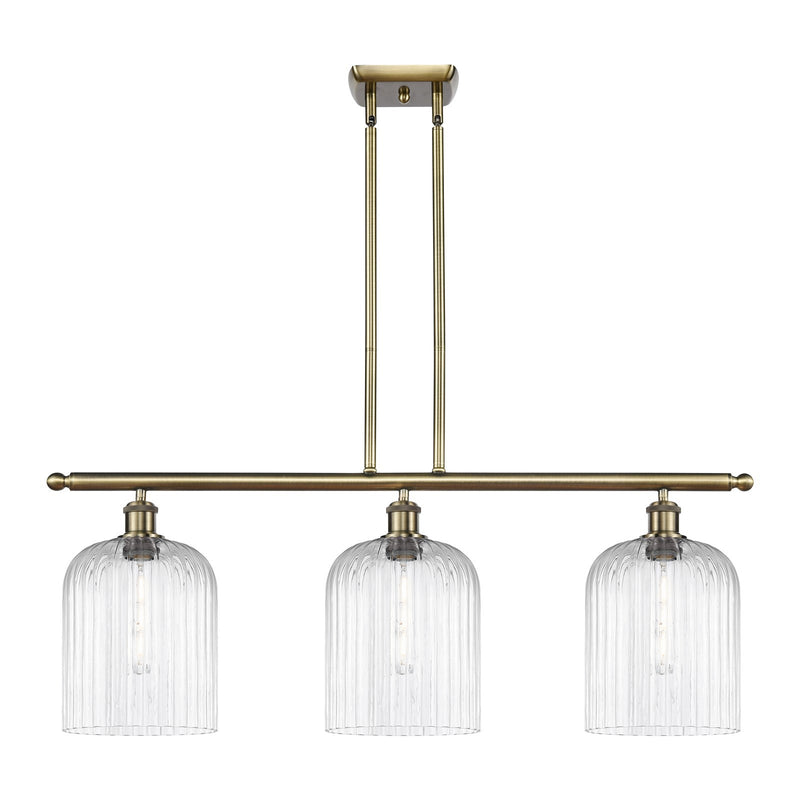 Innovations Bridal Veil 36in 3-Light Island Light | Art Nouveau Antique Brass and Clear Glass | Kitchen Island & Dining | Model 516-3I-AB-G559-8CL