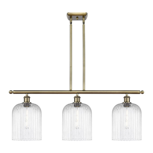 Innovations Bridal Veil 36in 3-Light Island Light | Art Nouveau Antique Brass and Clear Glass | Kitchen Island & Dining | Model 516-3I-AB-G559-8CL