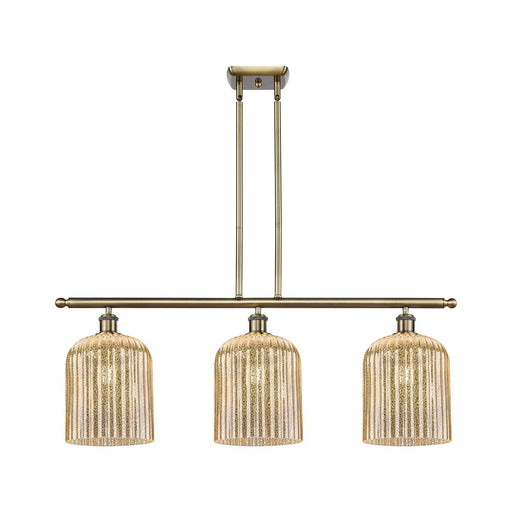 Innovations Bridal Veil 36in 3-Light Island Light | Art Nouveau Antique Brass and Mercury Glass | Kitchen Island & Dining | Model 516-3I-AB-G559-8ME