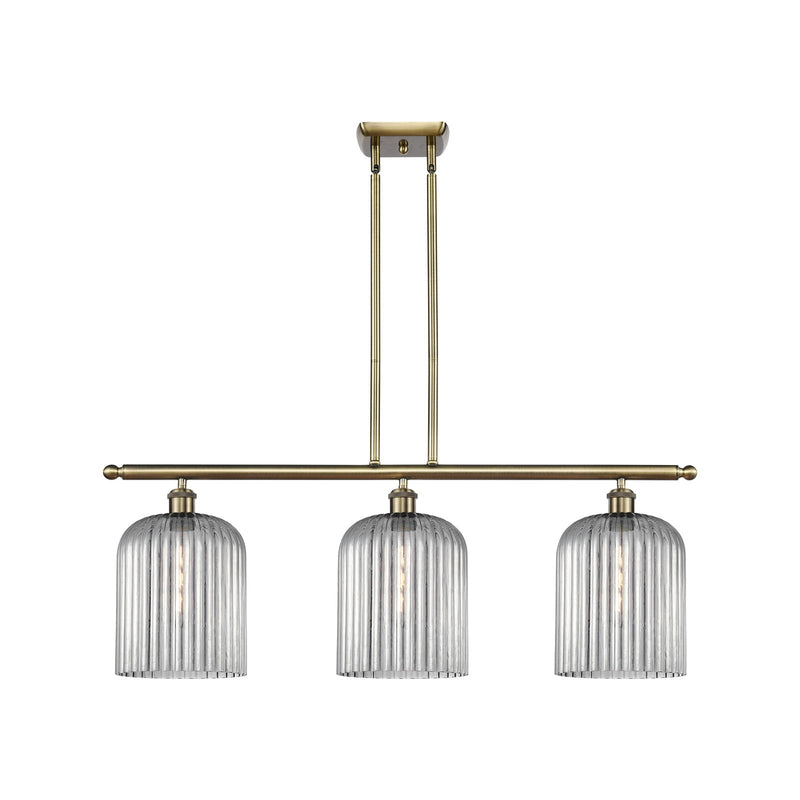 Innovations Bridal Veil 36in 3-Light Island Light | Art Nouveau Antique Brass and Light Smoke Glass | Kitchen Island | Model 516-3I-AB-G559-8SM