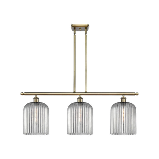 Innovations Bridal Veil 36in 3-Light Island Light | Art Nouveau Antique Brass and Light Smoke Glass | Kitchen Island | Model 516-3I-AB-G559-8SM