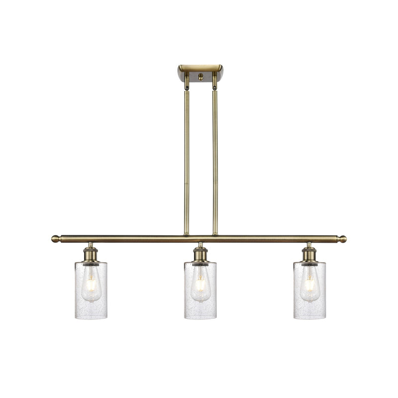 Innovations Clymer 36in 3-Light Island Light | Art Nouveau Antique Brass and Seedy Glass | Kitchen Island & Dining Room | Model 516-3I-AB-G804