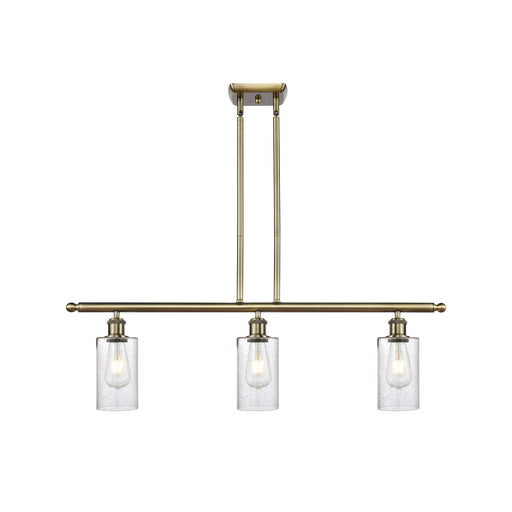 Innovations Clymer 36in 3-Light Island Light | Art Nouveau Antique Brass and Seedy Glass | Kitchen Island & Dining Room | Model 516-3I-AB-G804