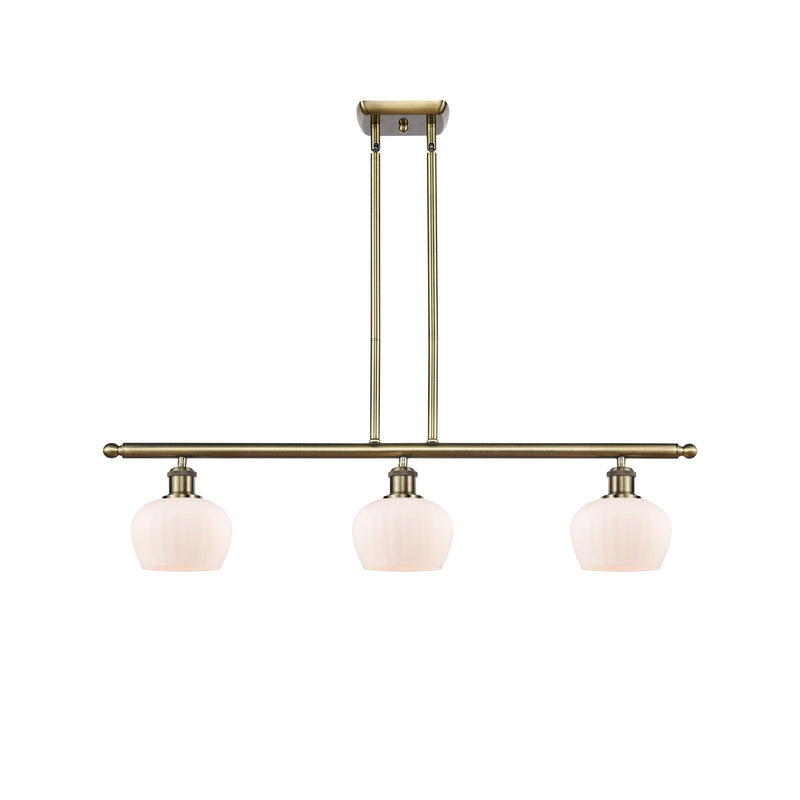Innovations Fenton 36in 3-Light Island Light | Industrial Antique Brass and Matte White Glass | Kitchen Island & Dining Room | Model 516-3I-AB-G91