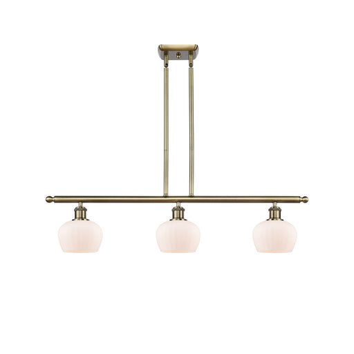 Innovations Fenton 36in 3-Light Island Light | Industrial Antique Brass and Matte White Glass | Kitchen Island & Dining Room | Model 516-3I-AB-G91