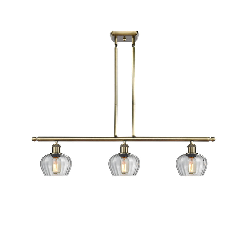 Innovations Fenton 36in 3-Light Island Light | Industrial Antique Brass and Clear Glass | Kitchen Island & Dining Room | Model 516-3I-AB-G92