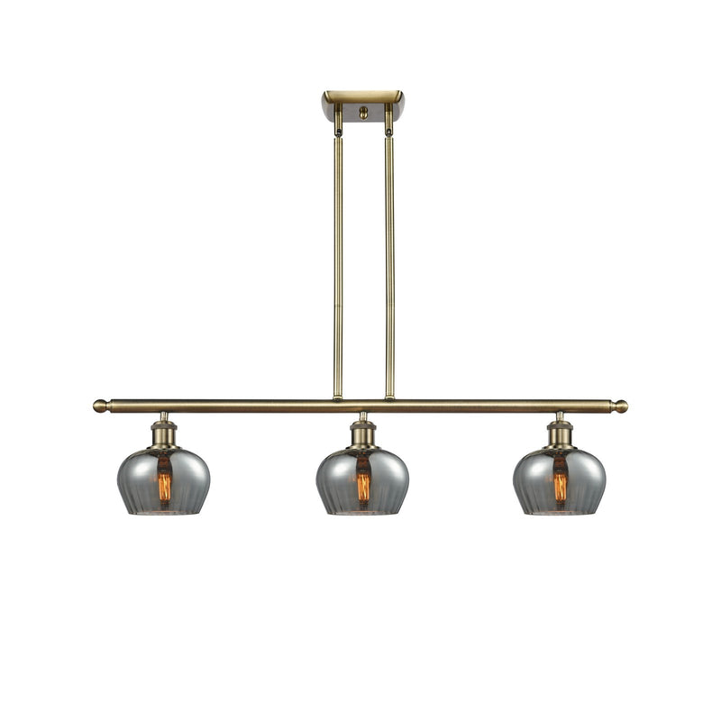 Innovations Fenton 36in 3-Light Island Light | Industrial Antique Brass and Light Smoke Glass | Kitchen Island & Dining Room | Model 516-3I-AB-G93