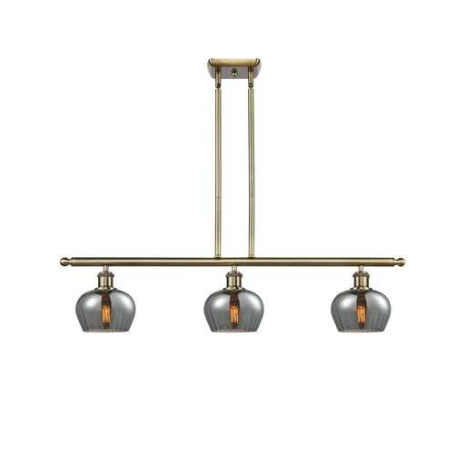 Innovations Fenton 36in 3-Light Island Light | Industrial Antique Brass and Light Smoke Glass | Kitchen Island & Dining Room | Model 516-3I-AB-G93