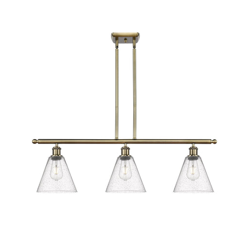 Innovations Berkshire 36in 3-Light LED Island | Industrial Antique Brass and Seedy Glass | Kitchen Island & Dining Room | Model 516-3I-AB-GBC-84-LED