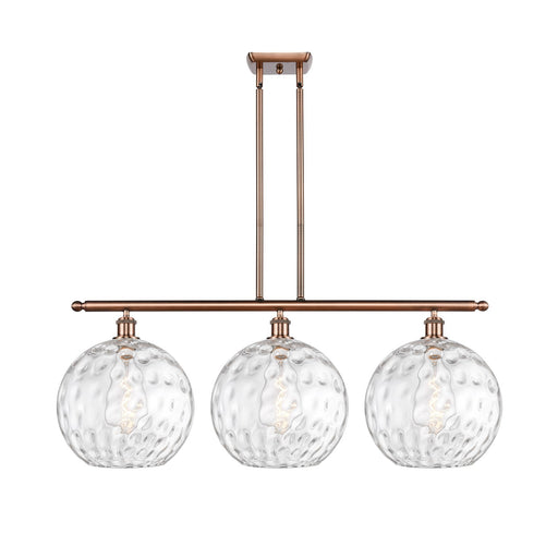 Innovations Athens 39in 3-Light Island Light | Industrial Antique Copper and Clear Water Glass | Kitchen Island & Dining | Model 516-3I-AC-G1215-12