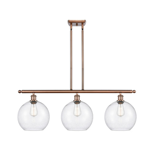 Innovations Athens 37in 3-Light Island Light | Industrial Antique Copper and Seedy Glass | Kitchen Island & Dining Room | Model 516-3I-AC-G124-10