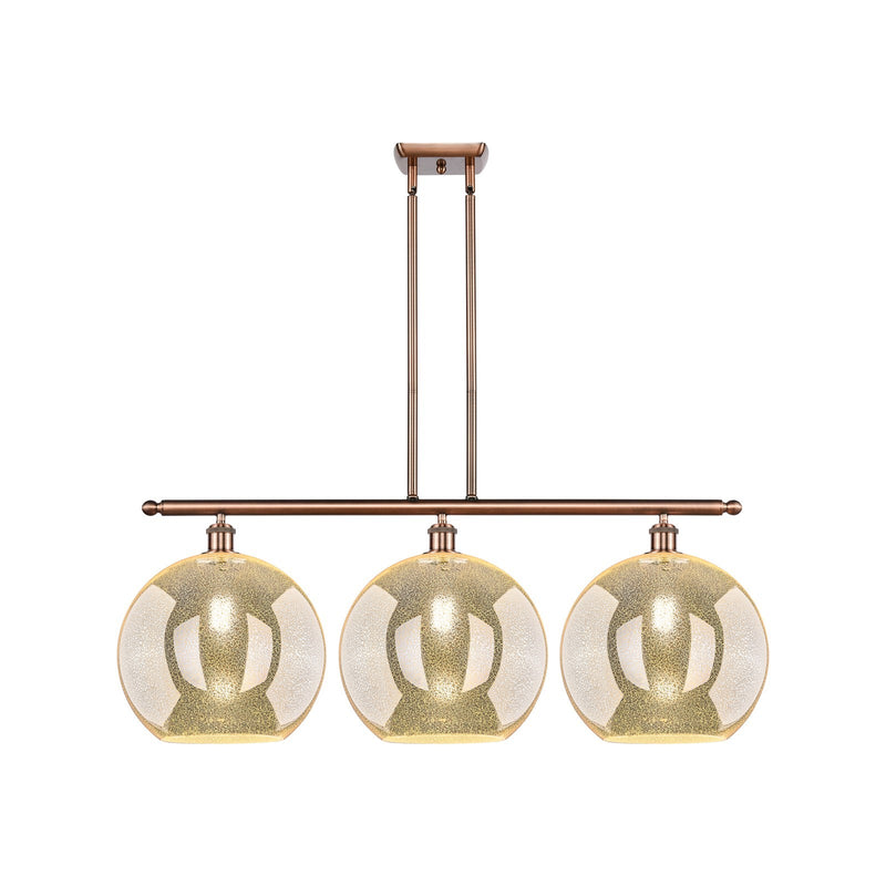 Innovations Athens 38in 3-Light Island | Industrial Antique Copper and Mercury Glass | Kitchen Island & Dining Room | Model 516-3I-AC-G128-12