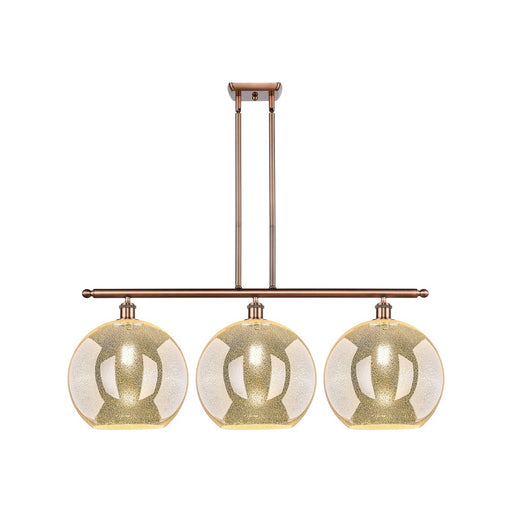 Innovations Athens 38in 3-Light Island | Industrial Antique Copper and Mercury Glass | Kitchen Island & Dining Room | Model 516-3I-AC-G128-12