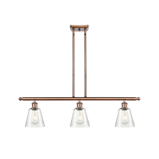 Innovations Caton 36in 3-Light Island | Industrial Antique Copper and Frosted Glass | Kitchen Island & Dining Room | 36 x 9 in | Model 516-3I-AC-G454