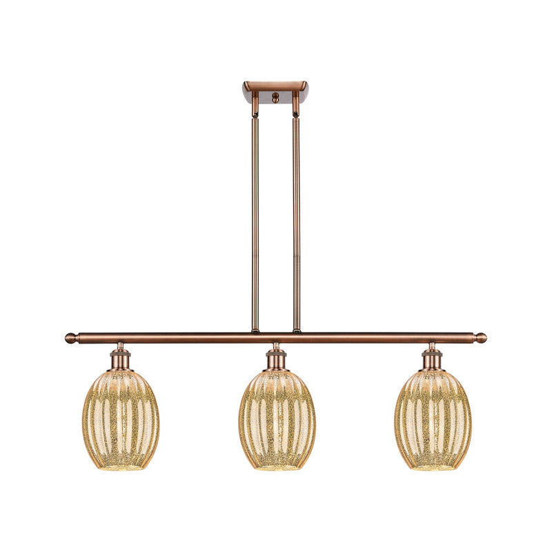 Innovations Preston Bulb 36in 3-Light Island | Industrial Antique Copper and Mercury Glass | Kitchen Island & Dining Room | Model 516-3I-AC-G459-6ME