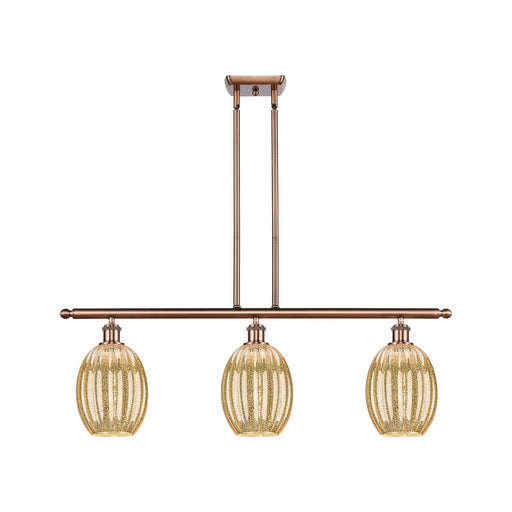 Innovations Preston Bulb 36in 3-Light Island | Industrial Antique Copper and Mercury Glass | Kitchen Island & Dining Room | Model 516-3I-AC-G459-6ME