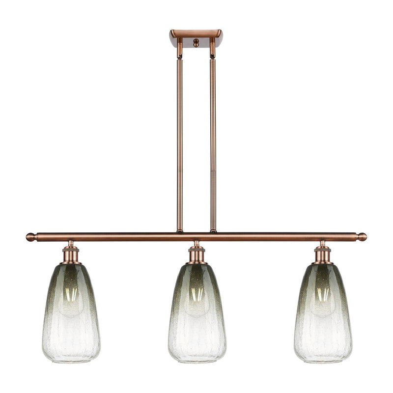 Innovations Brookhaven Almond 36in 3-Light Island | Industrial Antique Copper and Slate Glass | Kitchen Island & Dining | Model 516-3I-AC-G480-6SL