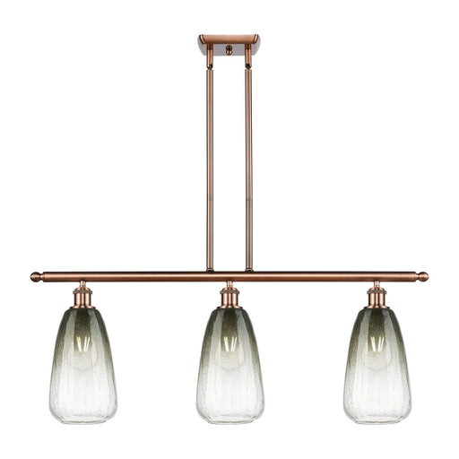 Innovations Brookhaven Almond 36in 3-Light Island | Industrial Antique Copper and Slate Glass | Kitchen Island & Dining | Model 516-3I-AC-G480-6SL