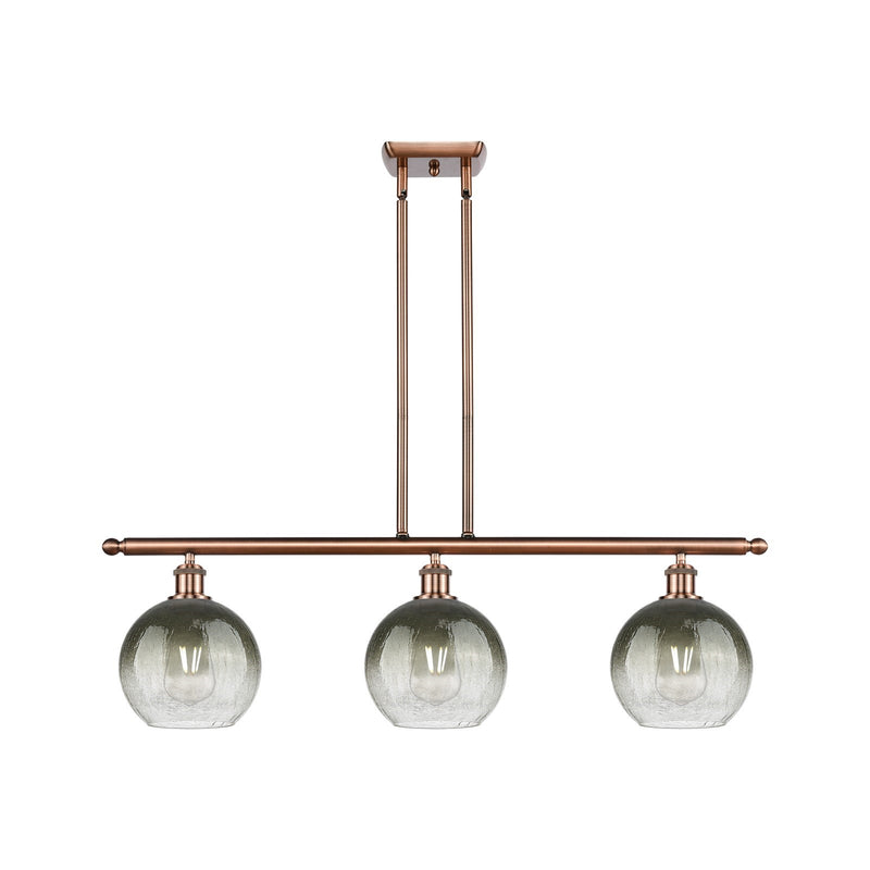 Innovations Brookhaven Globe 36in 3-Light Island Light | Industrial Antique Copper and Slate Glass | Kitchen Island | Model 516-3I-AC-G483-8SL