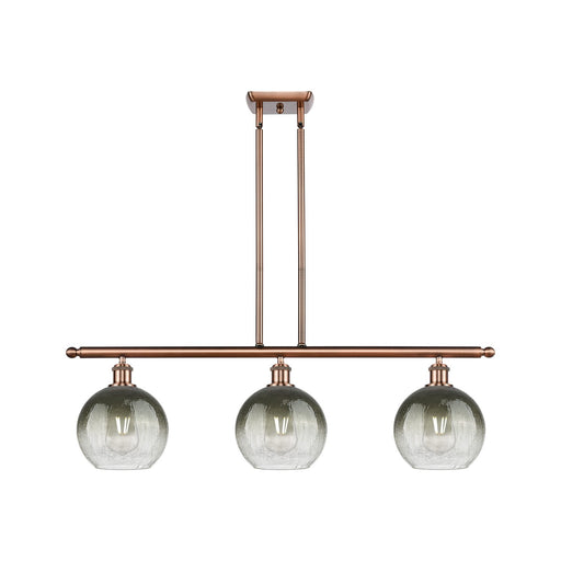Innovations Brookhaven Globe 36in 3-Light Island Light | Industrial Antique Copper and Slate Glass | Kitchen Island | Model 516-3I-AC-G483-8SL