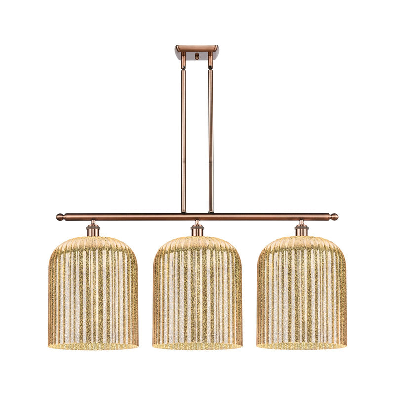 Innovations Bridal Veil 36in 3-Light Island Light | Art Nouveau Antique Copper and Mercury Glass | Kitchen Island | Model 516-3I-AC-G559-12ME