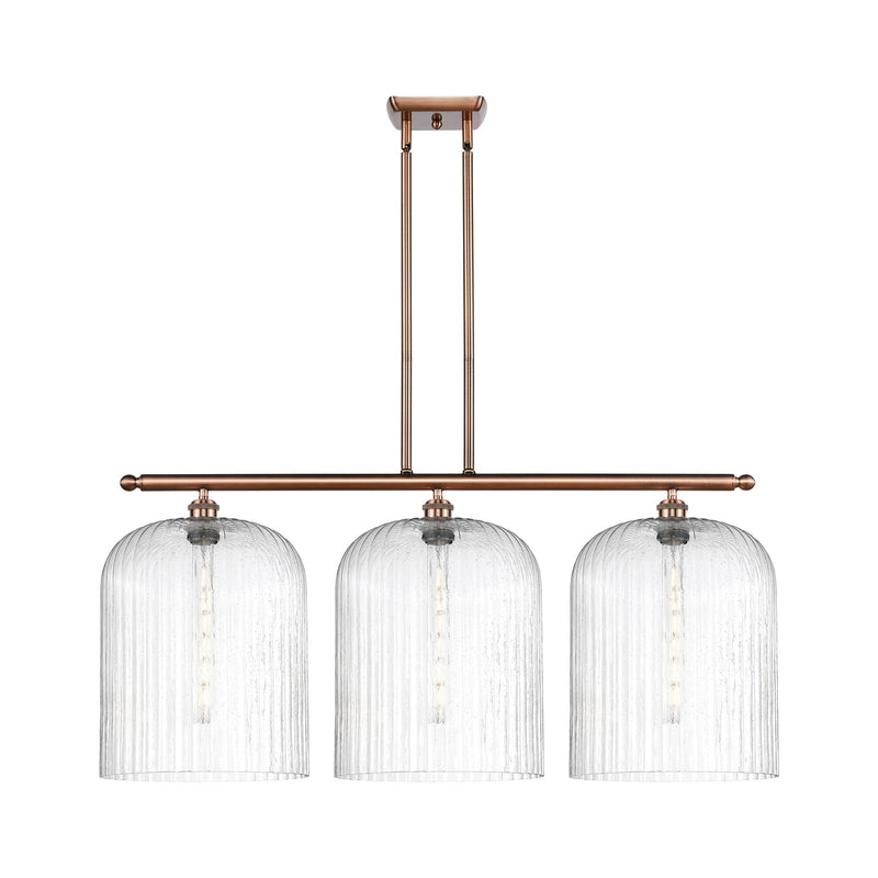 Innovations Bridal Veil 36in 3-Light Island Light | Art Nouveau Antique Copper and Seedy Glass | Kitchen Island & Dining | Model 516-3I-AC-G559-12SDY