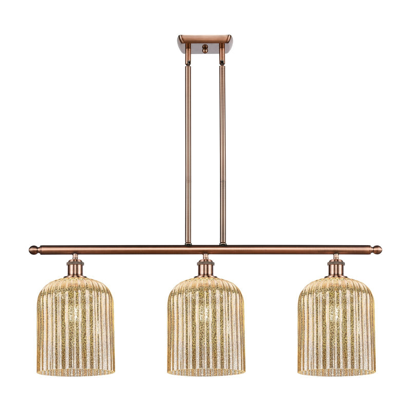Innovations Bridal Veil 36in 3-Light Island Light | Art Nouveau Antique Copper and Mercury Glass | Kitchen Island & Dining | Model 516-3I-AC-G559-8ME